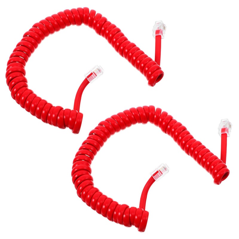 Coiled Telephone Cord 2 Pack 6 Feet Compatible Standard Landline Phones - Image 2