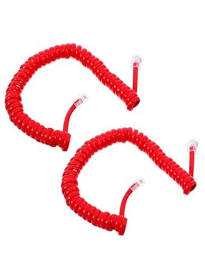 Coiled Telephone Cord 2 Pack 6 Feet Compatible Standard Landline Phones - Image 1