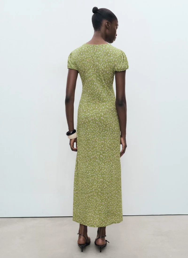 MANGO Floral-Print Pleated Dress