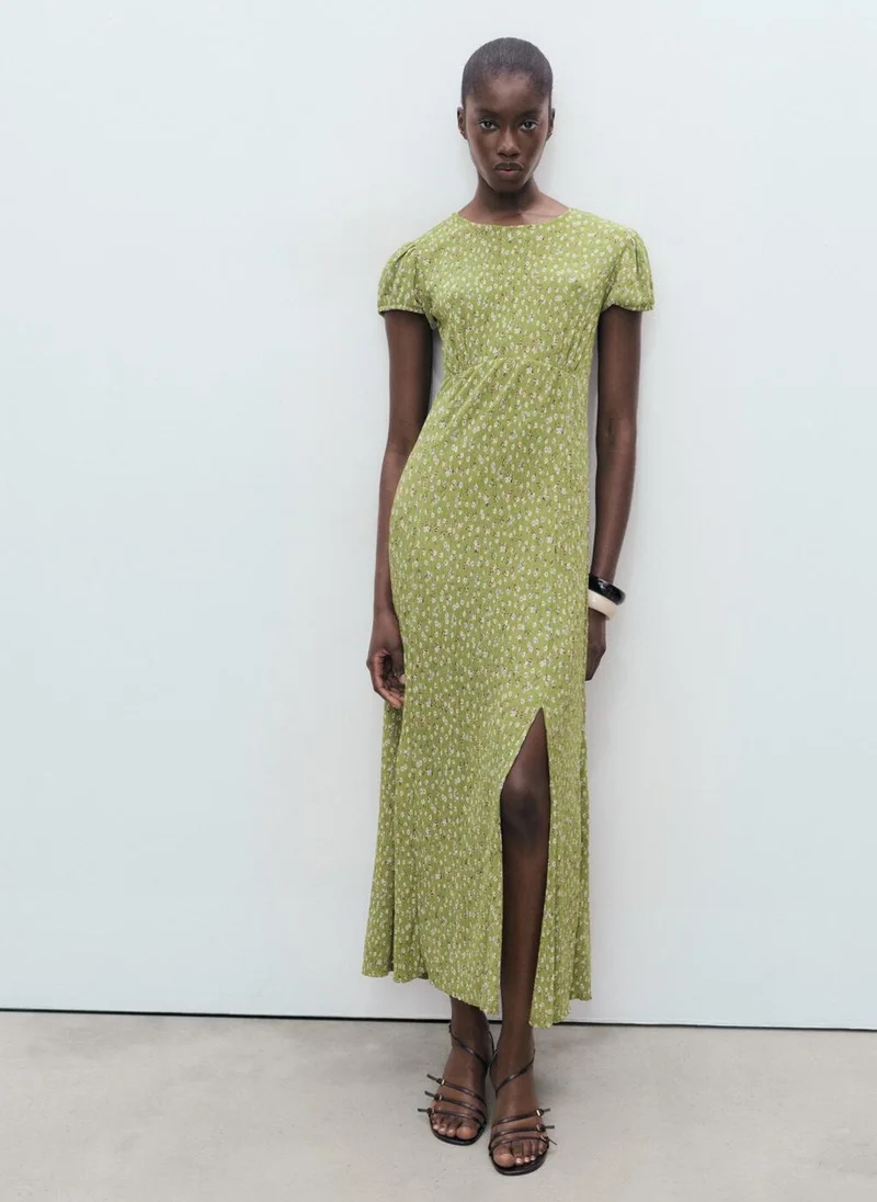 MANGO Floral-Print Pleated Dress