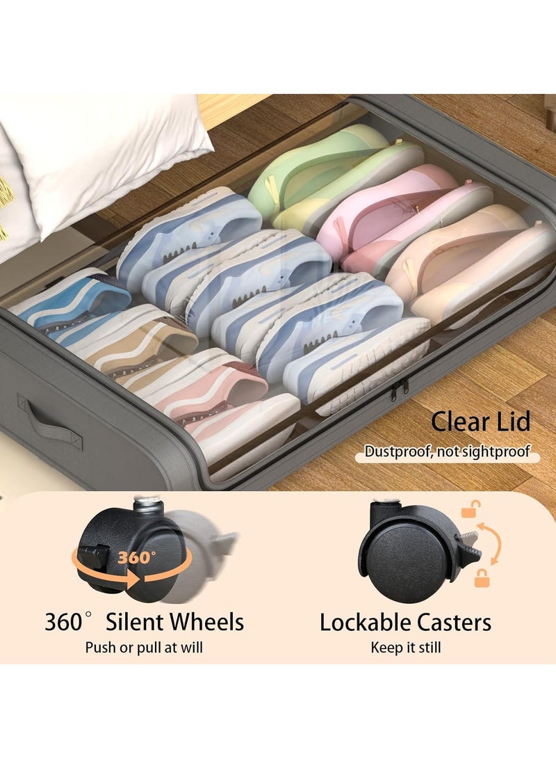 كي واي دي تحت منظم تخزين السرير مع العجلات والمقابض -صناديق تخزين المعادن المتدلية مع غطاء من الغبار، تجميع بدون أدوات لغرفة النوم، مهبط، شقة -ملابس المخزن، الأحذية، البطانيات الرمادية - Image 3