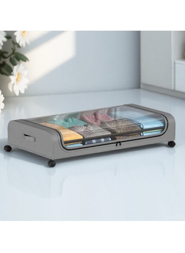 كي واي دي تحت منظم تخزين السرير مع العجلات والمقابض -صناديق تخزين المعادن المتدلية مع غطاء من الغبار، تجميع بدون أدوات لغرفة النوم، مهبط، شقة -ملابس المخزن، الأحذية، البطانيات الرمادية - Image 1