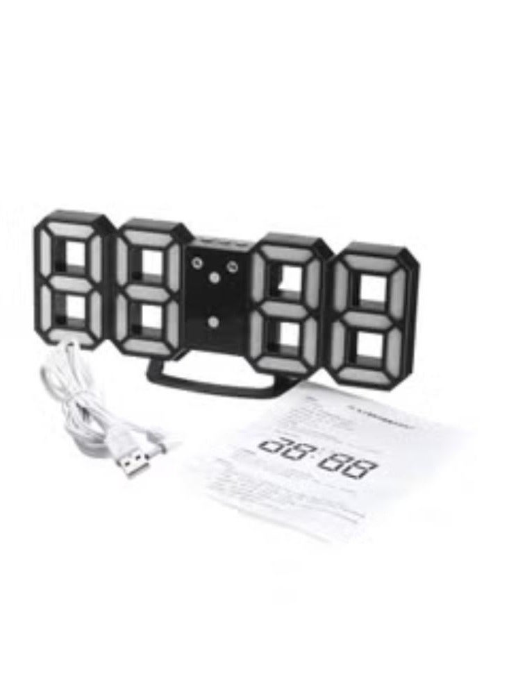 OUTAD Digital LED Desk Night Wall Alarm Watch Black  - Image 1