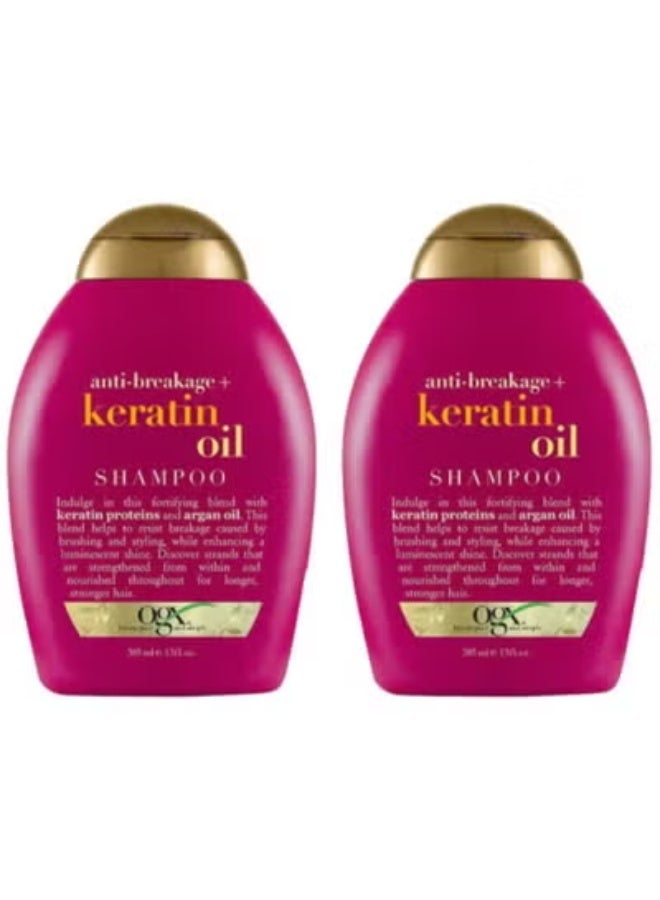 Ogx 2 pcs of Anti-Breakage Plus Keratin Oil Shampoo 385ml - Image 1