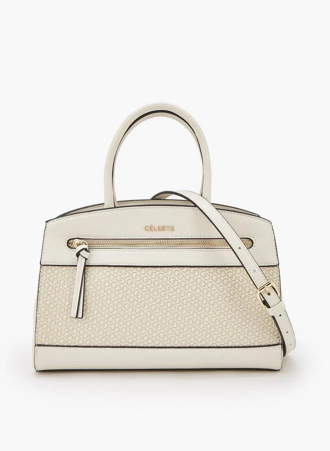 Monogram Print Tote Bag With Detachable Strap