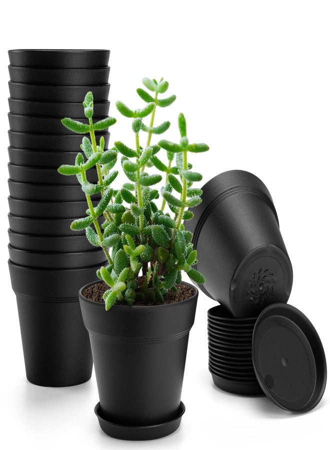 FHWTY Plastic Plant Pot (16pcs-Black) - Image 1