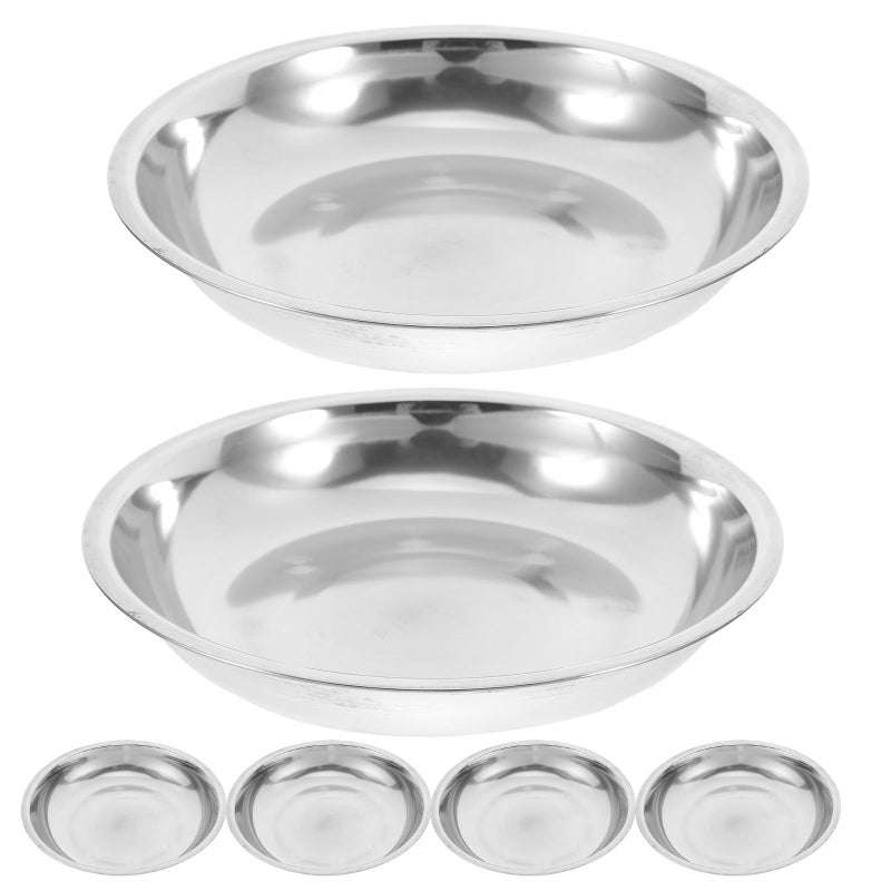 Stainless Steel Round Trays 6 Pack 15cm Multipurpose Serving Plates - Image 2