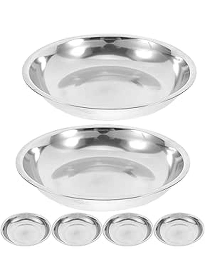 Stainless Steel Round Trays 6 Pack 15cm Multipurpose Serving Plates - Image 1