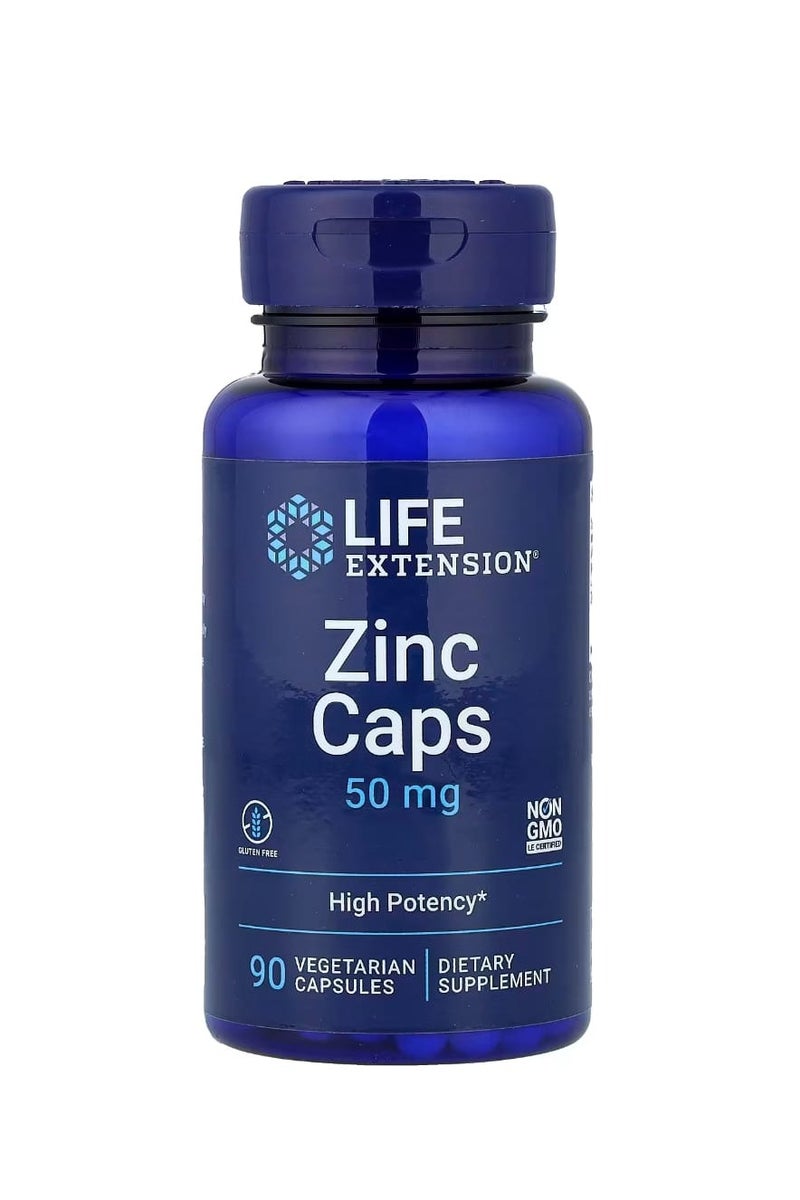 Life Extension Zinc Capsules High Potency 50 mg 90 Vegetarian Capsules - Image 1