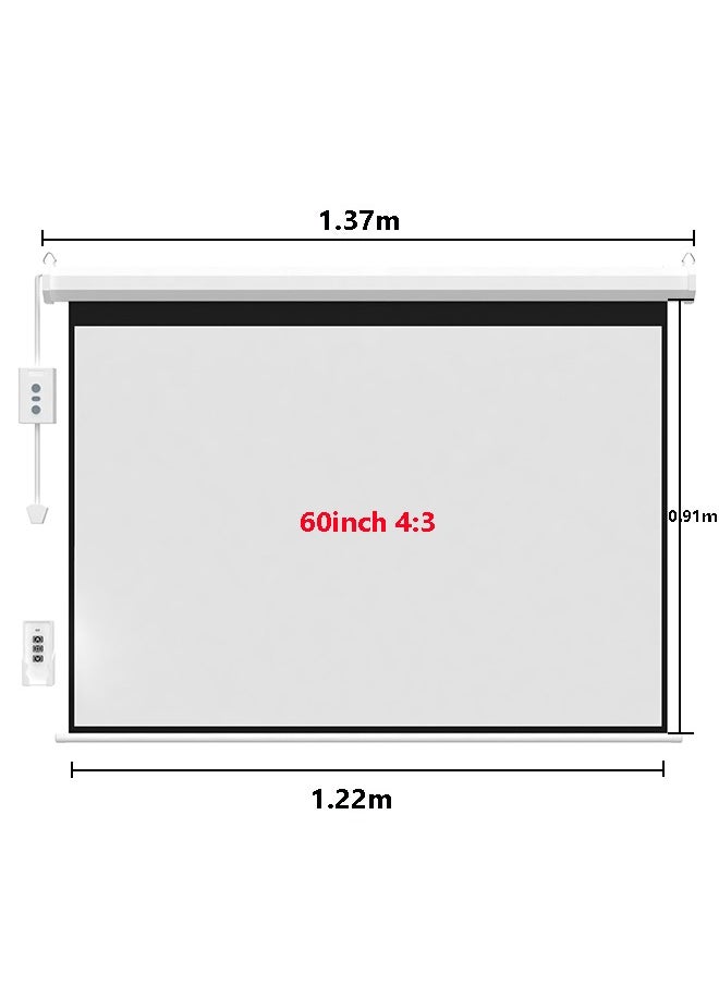 FlashHawk 60 Inch 4:3 Wall Mount Electric Projector Screen Motorized Projection Curtain with Remote Control For Business/School/Office/Meeting  - Image 2