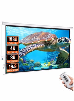FlashHawk 60 Inch 4:3 Wall Mount Electric Projector Screen Motorized Projection Curtain with Remote Control For Business/School/Office/Meeting  - Image 1