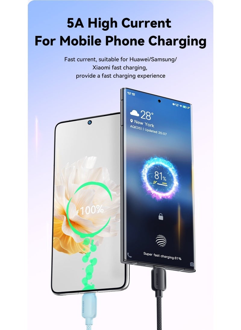 ايساجر كابل شحن سريع من إساجر 5 أمبير بقدرة 100 واط تايب سي إلى تايب سي، متوافق مع PD3.0 وQC3.0، مضفر من النايلون، بطول 2 متر – وردي - Image 3