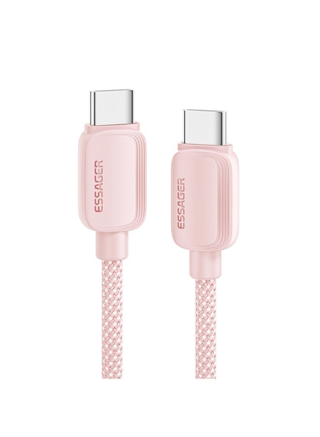 ايساجر كابل شحن سريع من إساجر 5 أمبير بقدرة 100 واط تايب سي إلى تايب سي، متوافق مع PD3.0 وQC3.0، مضفر من النايلون، بطول 2 متر – وردي - Image 1