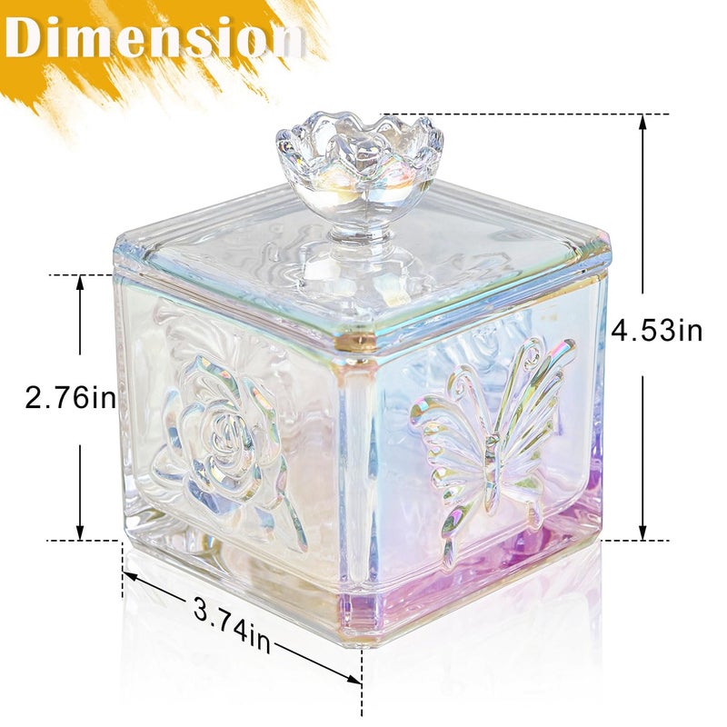 WHJY Cute Glass Candy Jar with Lid, Iridescent Colored Glass Candy Jar for Office Desk,Colorful Candy Dishes for Candy Buffet, Cookie Jar 4.5â€ Tall - Image 2