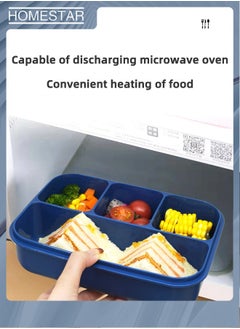 HOMESTAR Bento Boxes for Adults Plastic PP 4-Grids Lunch Box with Cutlery Food Container Navy  - Image 4