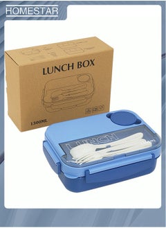 HOMESTAR Bento Boxes for Adults Plastic PP 4-Grids Lunch Box with Cutlery Food Container Navy  - Image 3