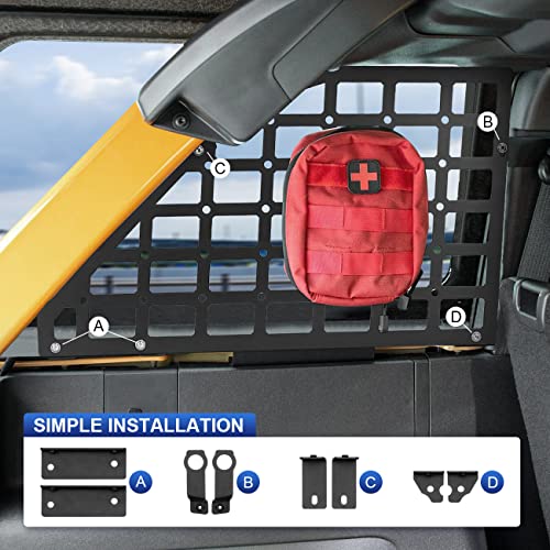 MSIZOY Rear Window Molle Panels Storage Panel System Compatible With For Ford Bronco 2021 2022 2023 2024 4 Door Interior Accessories Side Window Cargo Organizer Storage Panel - Image 4