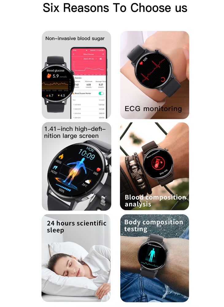 Chomel F67pro smart watch wireless bluetooth call ecg electrocardiogram red light blood oxygen science sleep sports watch - Image 2