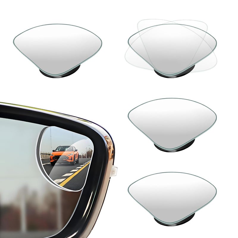 KVAEY 2 PCS Car Blind Spot Mirror Fan Shaped HD Glass Convex 360 Rotating Wide Angle Side Mirror Frameless Car Blindspot Mirror for Larger Image and Traffic Safety Fan Shaped 4 PCS - Image 3