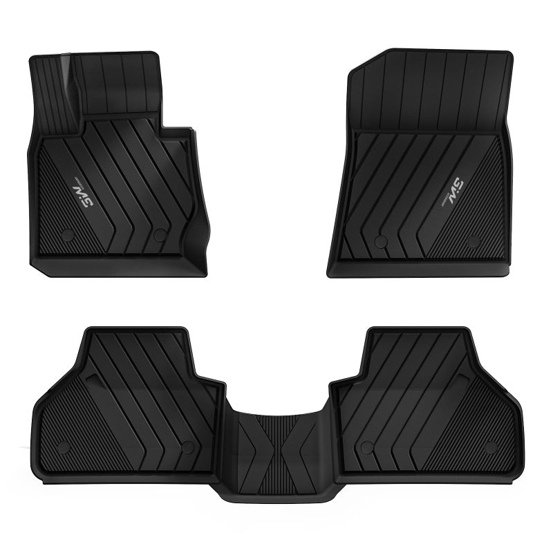حصائر أرضية 3W متوافقة مع BMW X3 F25 2011-2017 وBMW X4 2015-2018 مجموعة كاملة من حصائر السيارة السوداء بتصميم مخصص من TPE لجميع الأحوال الجوية