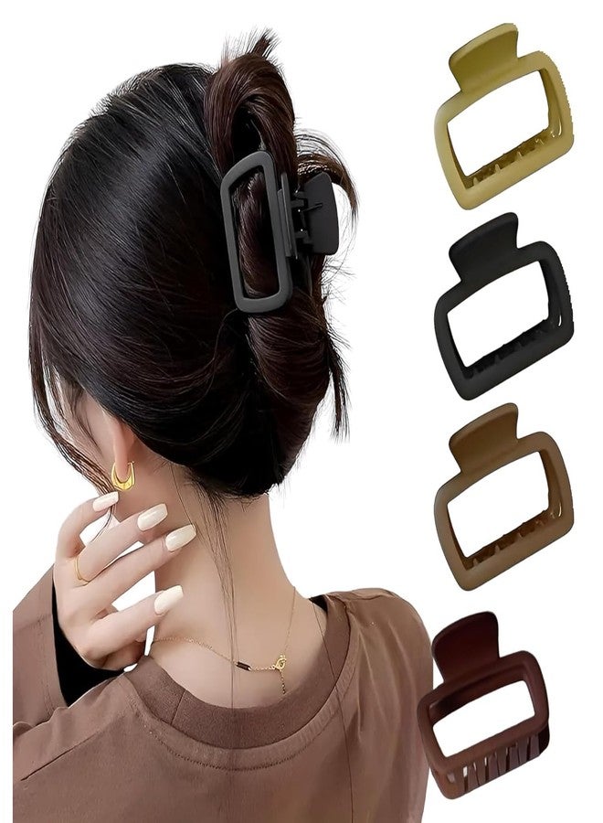 Kalaneet 4-Pack Vintage & Minimalist Square Hair Claw Clips - Hollow Design, Solid Color, Perfect For Thin To Medium Hair (Beauty Random 31) - Image 1