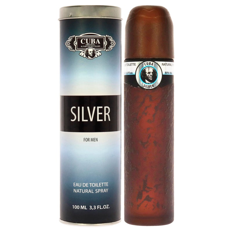 Cuba Silver Eau De Toilette Spray for Men, 3.3 Ounce - Image 1