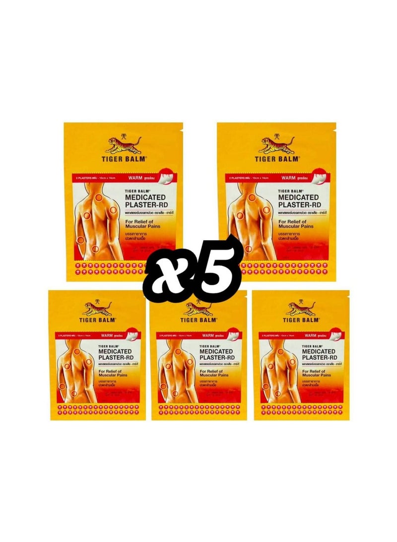 Tiger Balm Pack of 5 Tiger Balm Warm Medicated Plaster - 7 x 10cm - Image 1
