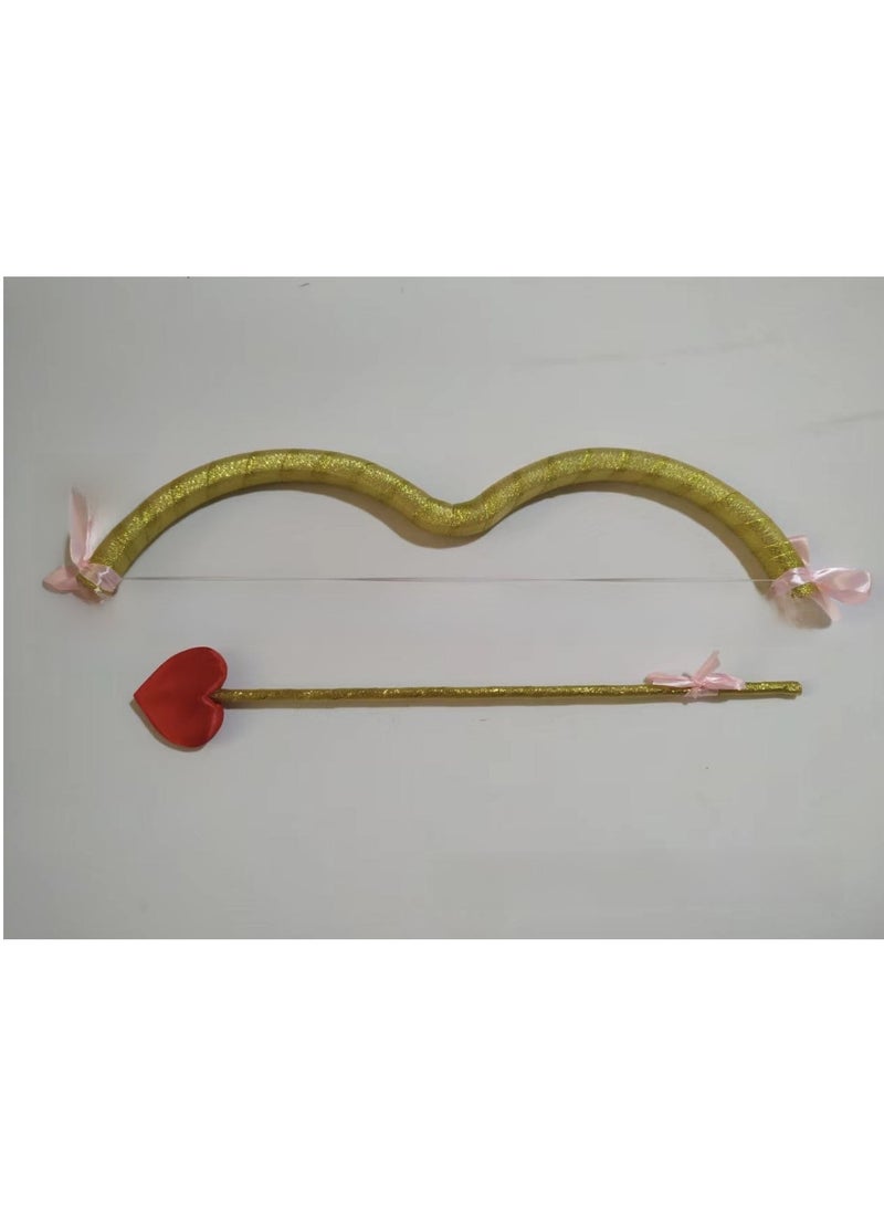 1 x 5 pcs Cupid Bow and Arrow Costume Prop for Cosplay Golden bow and arrow