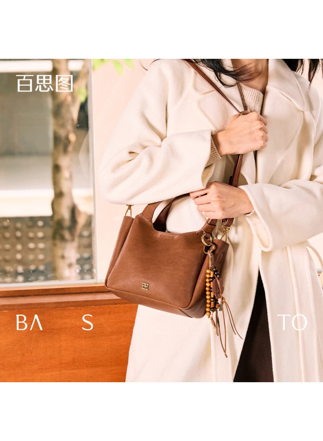 Basto Women's Leather Luxury Casual Basket Handbag Small Tote Crossbody Shoulder Bag Birthday Gift For Girlfriend