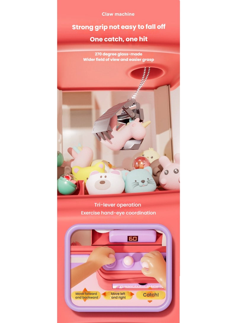 Large Electronic Mini Claw Machine Toy and Gashapon Capsule Vendor 2-in-1 with Music and Light, Vending Grabber Machine, Arcade Game, suitable for Kids Toddlers Boys Girls Family Party Gift Toys - Image 4