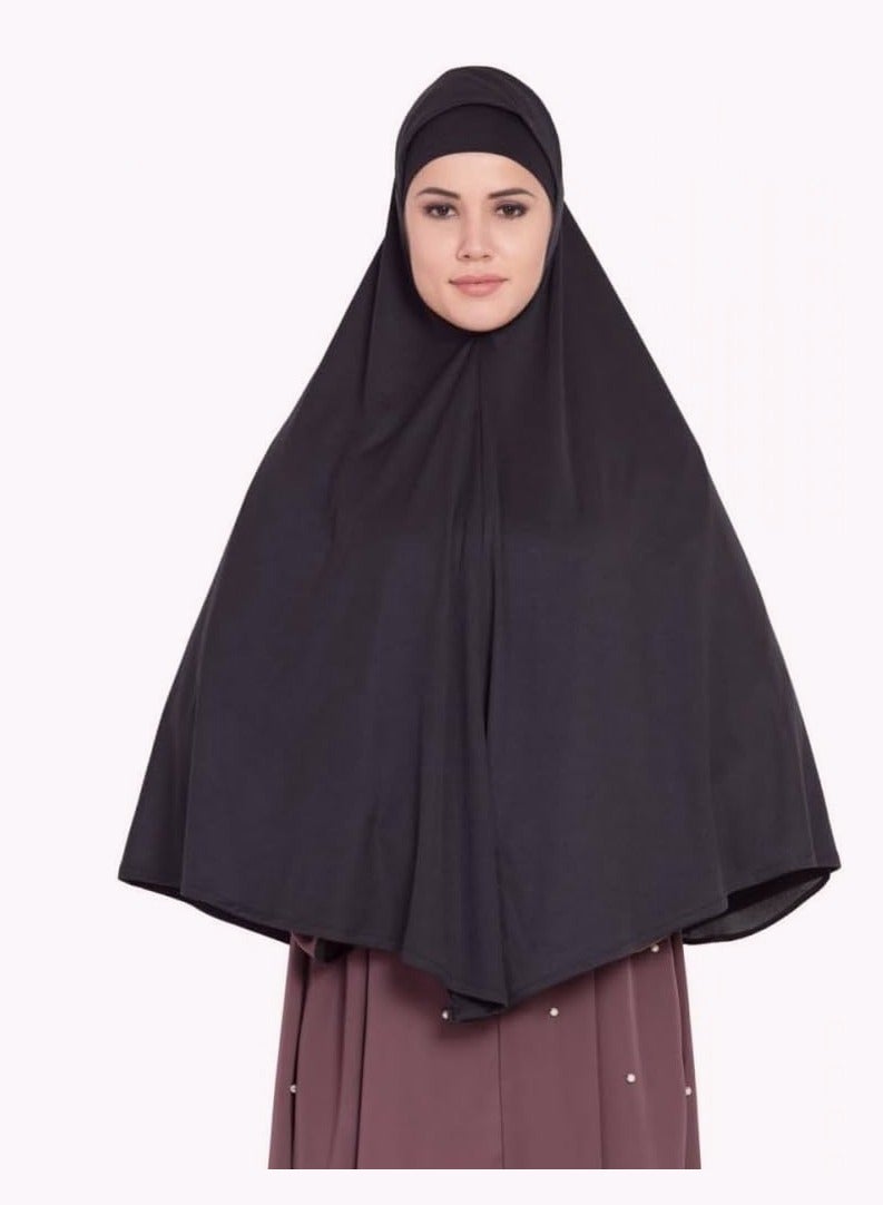 برفكتوري حجاب فوري خفيف الوزن، مزيج ليكرا، جميع المواسم، الصلاة، الرياضة، مقاس XXL - أسود - Image 1
