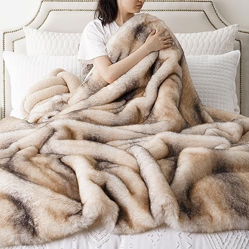 BATTILO HOME Luxury Faux Fur Throw Blanket, Soft Cozy Mink Fur Blanket for Couch, Sofa, Chair, Bed, Thick Warm Fall Fur Throw Blankets, 50"x60" - Image 4