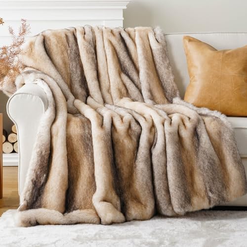 BATTILO HOME Luxury Faux Fur Throw Blanket, Soft Cozy Mink Fur Blanket for Couch, Sofa, Chair, Bed, Thick Warm Fall Fur Throw Blankets, 50"x60" - Image 1