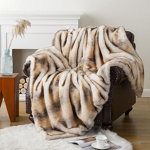BATTILO HOME Luxury Faux Fur Throw Blanket, Soft Cozy Mink Fur Blanket for Couch, Sofa, Chair, Bed, Thick Warm Fall Fur Throw Blankets, 50"x60" - Image 3