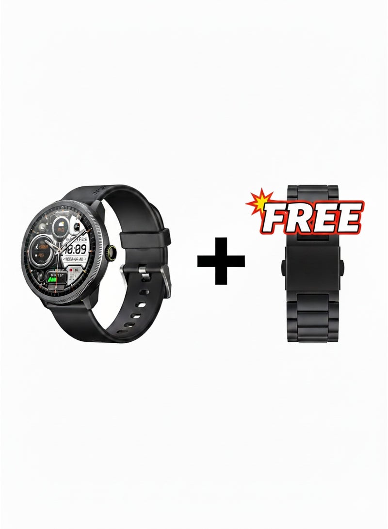 Oraimo Smartwatch 5R 1.43'' Amoled IP68 Black + Metal Stainless Steel Strap 22mm For Smartwatch Band Bracelet Gift - Image 1