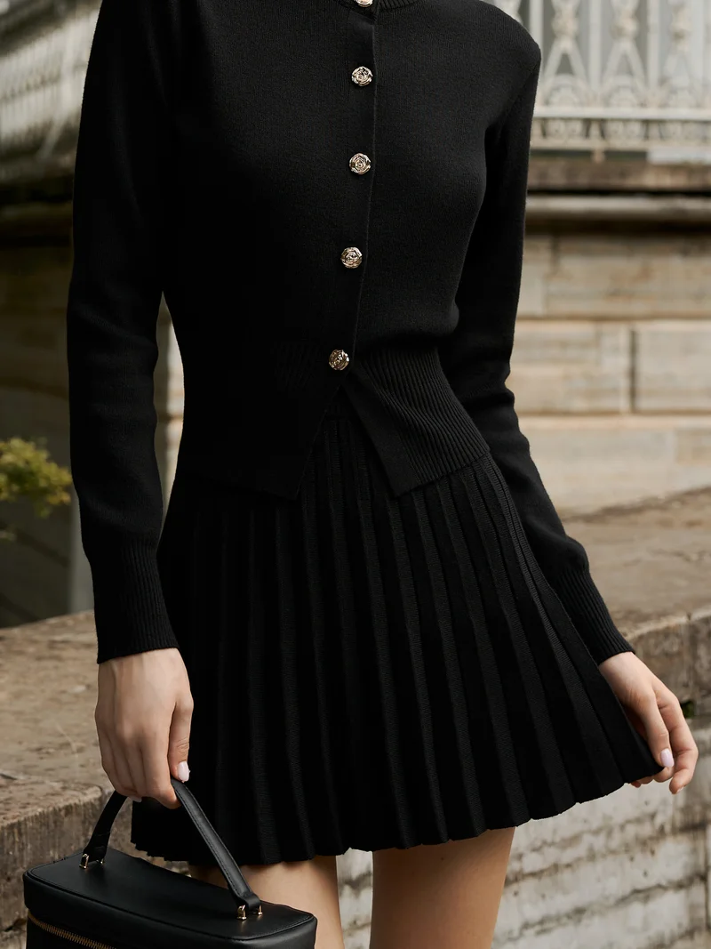 Lichi Pleated knitted mini skirt