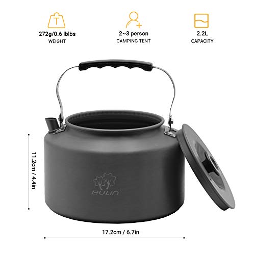 Bulin Camping Kettle 2.2L Aluminum Alloy Open Campfire Coffee Tea Pot Fast Heating Outdoor Gear Great for Boiling Water Ultralight Portable for Hiking Picnic Travel - Image 2