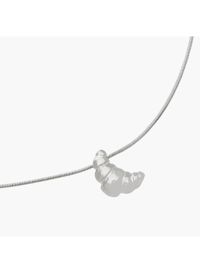 LIFESTYLE Silver Tone Necklace with Croissant Pendant - Image 4