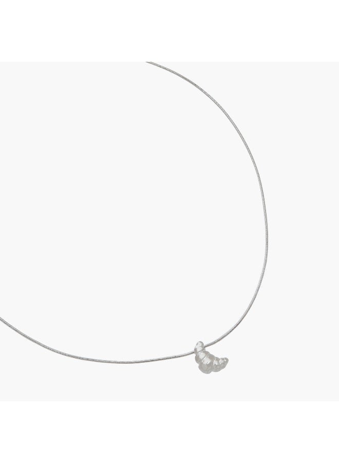 LIFESTYLE Silver Tone Necklace with Croissant Pendant - Image 2