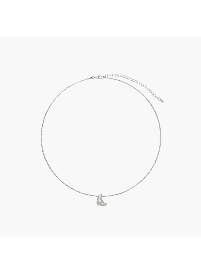 LIFESTYLE Silver Tone Necklace with Croissant Pendant - Image 1