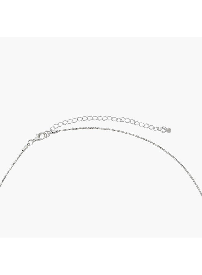 LIFESTYLE Silver Tone Necklace with Croissant Pendant - Image 3