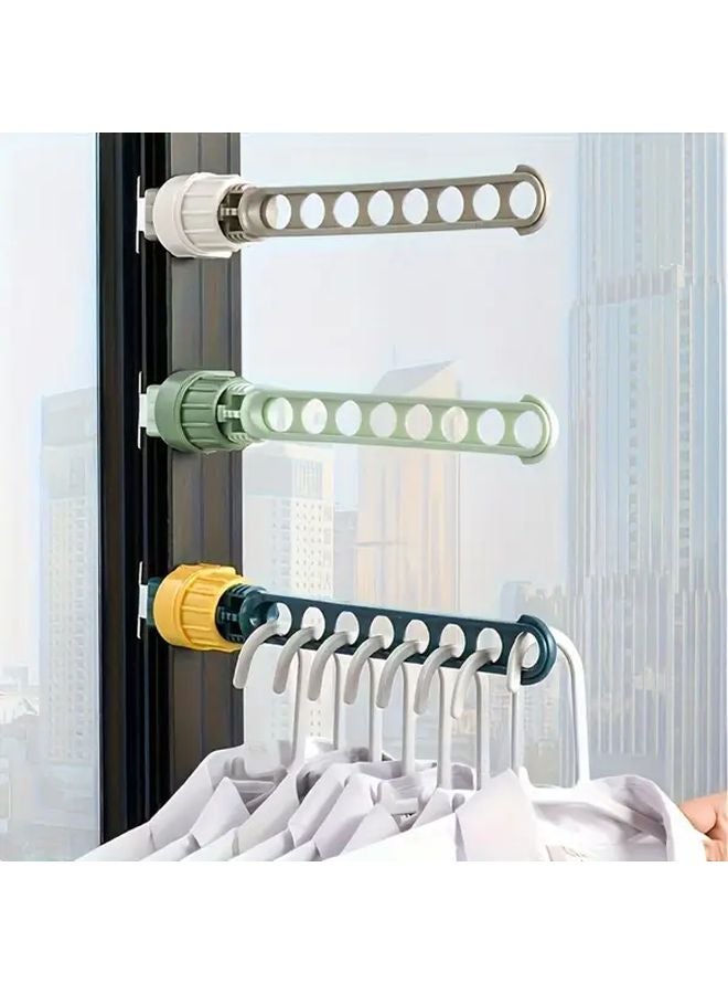 Wall Mounted 8 Hole Drying Rack Heavy Duty Plastic Green Color Space Saving Laundry Storage - Image 2