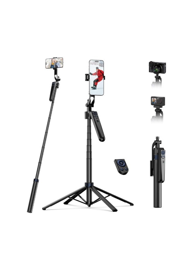 Smart 360° Auto Face Tracking Tripod with Remote and Gesture Control, No App Needed, Selfie Stick Tripod Stand for Smartphone and Action Camera, Ideal for Video Recording and Live Streaming - Image 1
