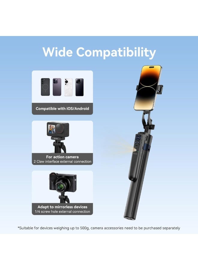 Smart 360° Auto Face Tracking Tripod with Remote and Gesture Control, No App Needed, Selfie Stick Tripod Stand for Smartphone and Action Camera, Ideal for Video Recording and Live Streaming - Image 2