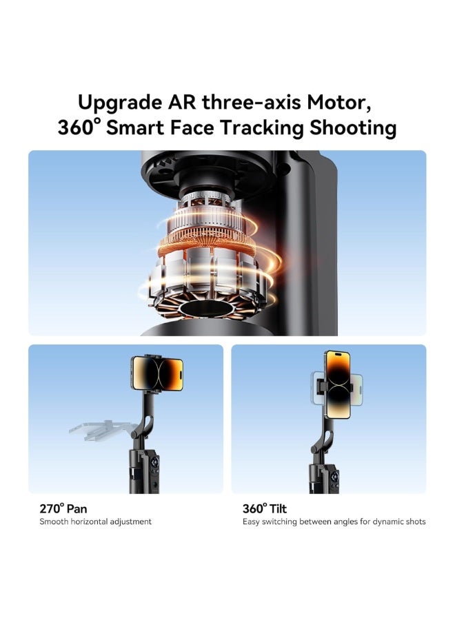 Smart 360° Auto Face Tracking Tripod with Remote and Gesture Control, No App Needed, Selfie Stick Tripod Stand for Smartphone and Action Camera, Ideal for Video Recording and Live Streaming - Image 4