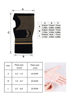 Generic 1 Pair Copper Wrist Compression Sleeves, Wrist Brace Support With Strap, Breathable Wrist Support Brace, Fingerless Glove, Sport Hand Wrist Brace, Arthritis Pain Relief for Women Men (M)  - Image 5