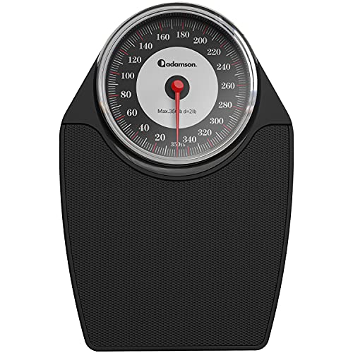 Adamson A24 Scales for Body Weight - Up to 350 LB - New - Anti-Skid Rubber Surface Extra Large Numbers - High Precision Bathroom Scale Analog - Durable with 20-Year Assurance - Black - Image 1