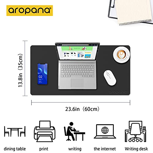 AROPANA Vegan Leather Desk Mat | Large Reversible Mouse Pad & Computer Table Protector | Dual-Side Waterproof Extended Laptop Pad with Edge-Stitched Design (60x35CM, Black and Red) - Image 4