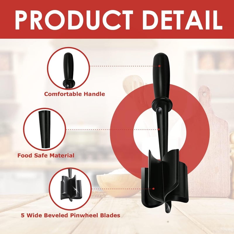 SARVANGAH SARVANGAH Meat Chopper 5 Curve Blades Ground Potato Masher Heat Resistant Grip Handle Mesher and Smasher for MeatPotatoTomatoesFruit Salads and More Premium Mix Chopper Tool  - Image 2