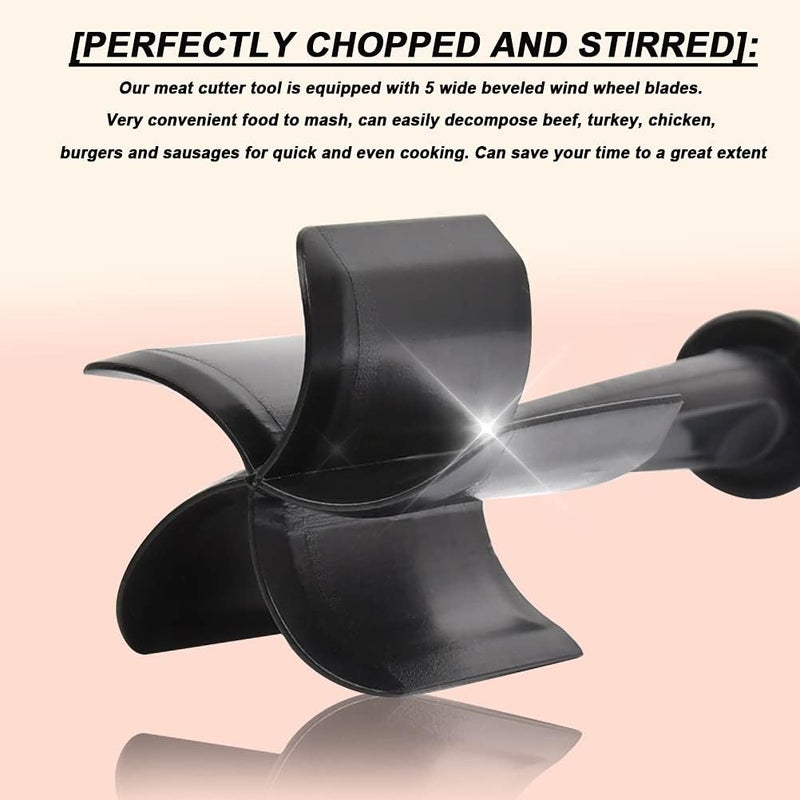 SARVANGAH SARVANGAH Meat Chopper 5 Curve Blades Ground Potato Masher Heat Resistant Grip Handle Mesher and Smasher for MeatPotatoTomatoesFruit Salads and More Premium Mix Chopper Tool  - Image 5